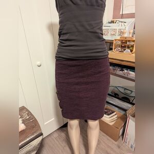 Womens Plum Purple Pencil Skirt with Button Detail - Career‎ Office Chic